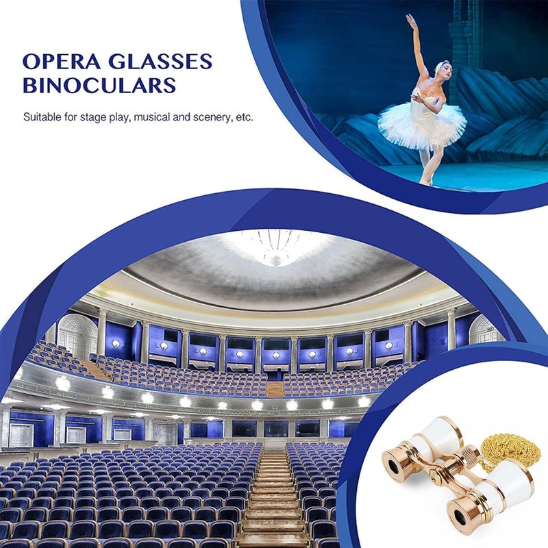 Aroncent Opera Glasses Binoculars 3X25 Mini Compact Binoculars with Chain for Adults Kids Women Vintage Theater Musical Concert - Image 5